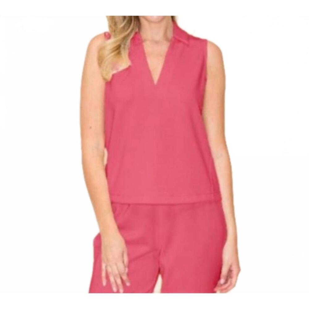 NEW WONDERFUL & YOUNG sleeveless v neck top in pink